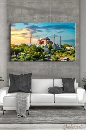 Kanvas Duvar Tablosu Yatay Tekli Salon Mutfak Ofis İstanbul Tarih Ayasofya Camii Sultanahmet