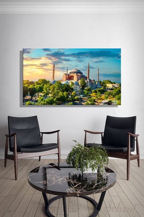 Kanvas Duvar Tablosu Yatay Tekli Salon Mutfak Ofis İstanbul Tarih Ayasofya Camii Sultanahmet