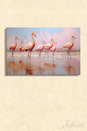 Şehzat Flamingo Kuş Kanvas Tablo 20x30 cm Dekoratif Duvar Tablosu