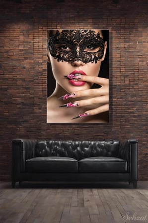 Nü Kadın Maske Dikey Tekli Kanvas Duvar Tablosu Modern Salon Yatak Odası Ofis Cafe