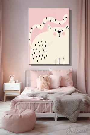 Şehzat Pembe Kedi Kanvas Tablo 20 x 30 cm