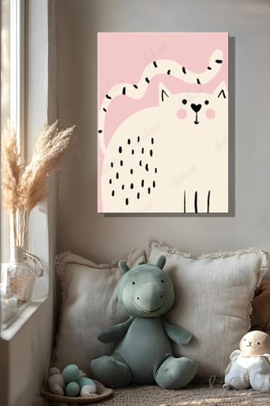 Şehzat Pembe Kedi Kanvas Tablo 20 x 30 cm