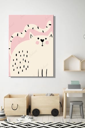 Şehzat Pembe Kedi Kanvas Tablo 20 x 30 cm