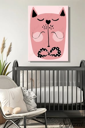 Şehzat Pembe Kedi Kanvas Tablo 20 x 30 cm