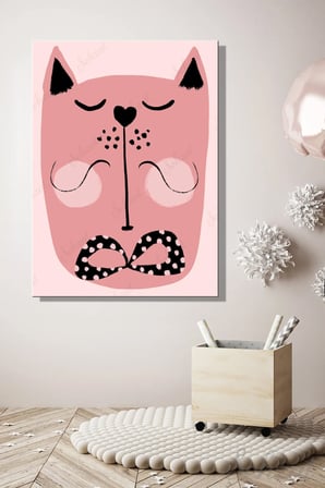 Şehzat Pembe Kedi Kanvas Tablo 20 x 30 cm