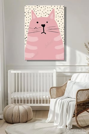 Şehzat Pembe Kedi Kanvas Tablo 20 x 30 cm