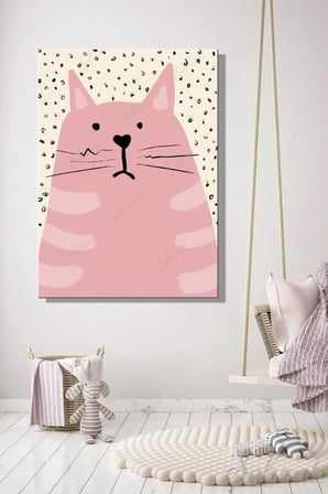 Şehzat Pembe Kedi Kanvas Tablo 20 x 30 cm