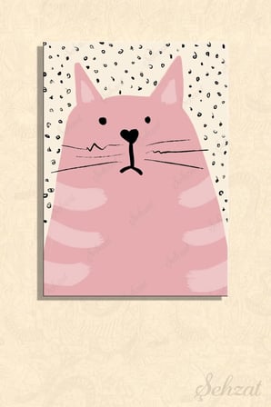 Şehzat Pembe Kedi Kanvas Tablo 20 x 30 cm