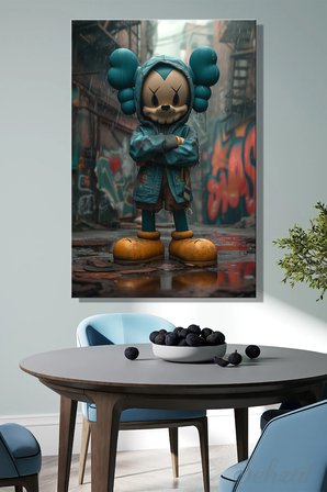 Kanvas Duvar Tablosu Dikey Tekli Salon Mutfak Yatak Odası Ofis Mickey Mouse Şehirli Vinil