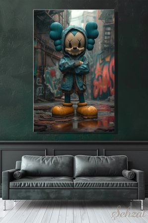 Kanvas Duvar Tablosu Dikey Tekli Salon Mutfak Yatak Odası Ofis Mickey Mouse Şehirli Vinil