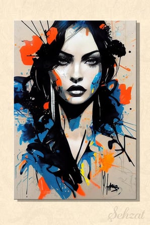 Şehzat Kız Figürlü Grafiti Kanvas Tablo 20x30 cm Modern Dekoratif Duvar Tablosu