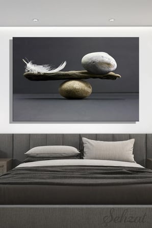 Şehzat Kanvas Tablo Feather Stone Balance 20 x 30 cm