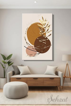 Şehzat Kanvas Tablo Soyut Bohem Altın Yaprak Geometrik 20 x 30 cm