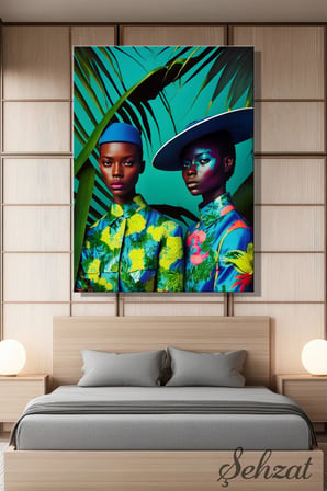 Şehzat Afrikalı Kadın Kanvas Tablo 20x30 cm Dekoratif Duvar Tablosu