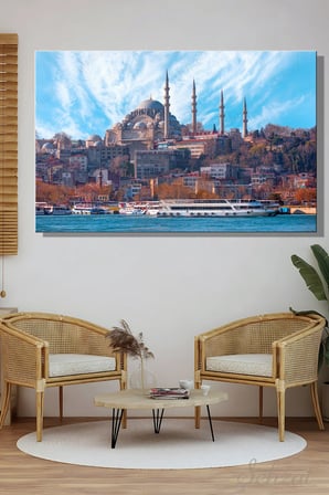 Duvar Tablosu Yatay Kanvas Tekli Salon Mutfak Ofis İstanbul Süleymaniye Camii Mimar Sinan