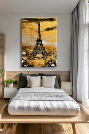 Dikey Kanvas Duvar Tablosu Tekli Salon Mutfak Yatak Odası Ofis Eyfel Kulesi Eiffel Tower Paris