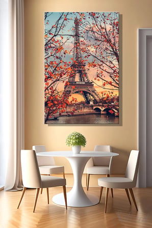Dikey Kanvas Duvar Tablosu Tekli Salon Mutfak Yatak Odası Ofis Eyfel Kulesi Eiffel Tower Paris
