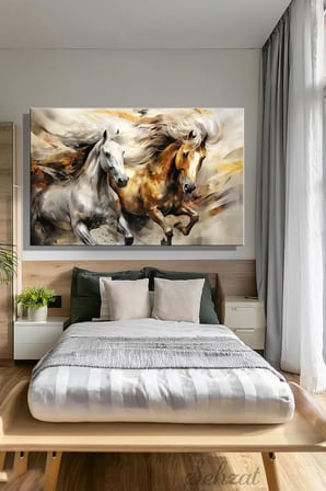 Şehzat Koşan At Kanvas Tablo 20x30 cm Yağlı Boya Görünümlü Dekoratif Duvar Tablosu