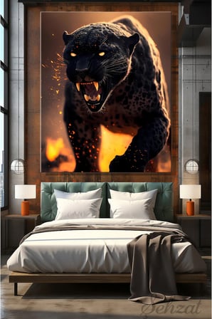 Şehzat Siyah Jaguar Kaplan Kanvas Tablo 20 x 30 cm