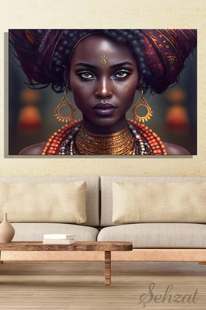 Şehzat Afrikalı Kadın Kanvas Tablo 20x30 cm Dekoratif Duvar Tablosu