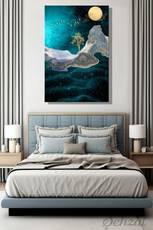 Şehzat Soyut Manzara Kanvas Tablo Altın 20 x 30 cm