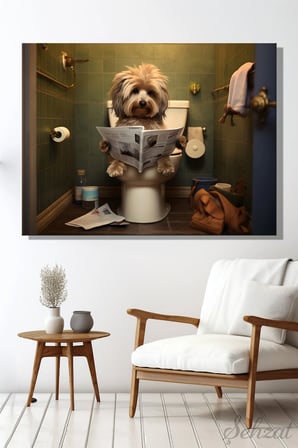 Duvar Tablosu Yatay Kanvas Tekli Salon Mutfak Yatak Odası Ofis Tuvalet Gazete Sevimli Köpek Hayvan
