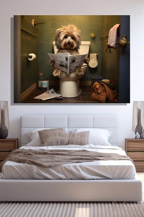 Duvar Tablosu Yatay Kanvas Tekli Salon Mutfak Yatak Odası Ofis Tuvalet Gazete Sevimli Köpek Hayvan
