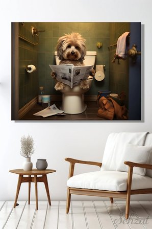 Duvar Tablosu Yatay Kanvas Tekli Salon Mutfak Yatak Odası Ofis Tuvalet Gazete Sevimli Köpek Hayvan
