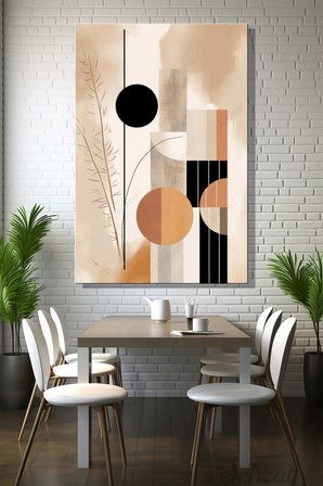 Dikey Kanvas Duvar Tablosu Tekli Salon Mutfak Yatak Odası Ofis Bohem Minimalist Çizgi Geometrik