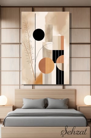 Dikey Kanvas Duvar Tablosu Tekli Salon Mutfak Yatak Odası Ofis Bohem Minimalist Çizgi Geometrik