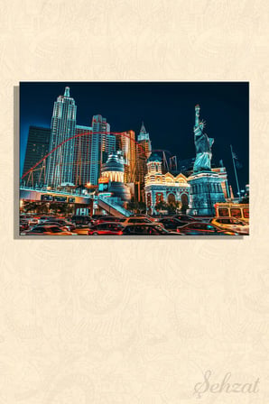 Duvar Tablosu Yatay Kanvas Tekli Salon Mutfak Ofis Las Vegas New York Özgürlük Heykeli Manzara