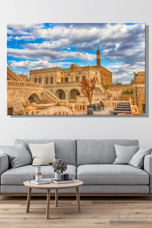 Duvar Tablosu Yatay Kanvas Tekli Salon Mutfak Yatak Odası Ofis Mardin Midyat Taş Mimari Konuk Evi
