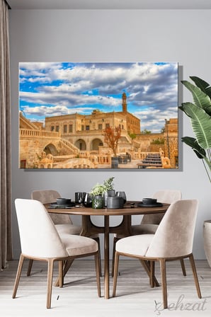 Duvar Tablosu Yatay Kanvas Tekli Salon Mutfak Yatak Odası Ofis Mardin Midyat Taş Mimari Konuk Evi