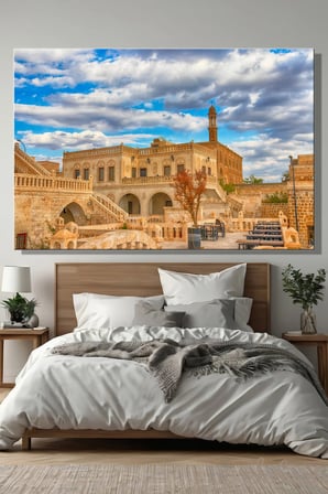 Duvar Tablosu Yatay Kanvas Tekli Salon Mutfak Yatak Odası Ofis Mardin Midyat Taş Mimari Konuk Evi