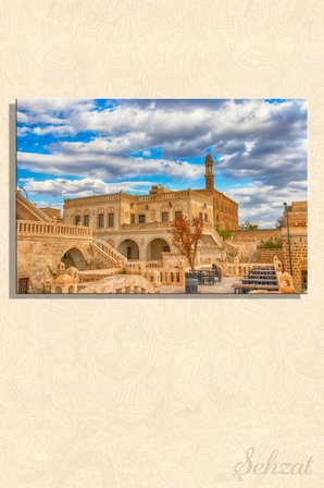Duvar Tablosu Yatay Kanvas Tekli Salon Mutfak Yatak Odası Ofis Mardin Midyat Taş Mimari Konuk Evi