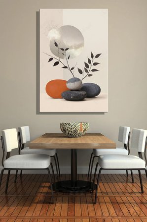 Dikey Kanvas Duvar Tablosu Tekli Salon Mutfak Yatak Odası Ofis Taş Minimalist Bohem Soyut