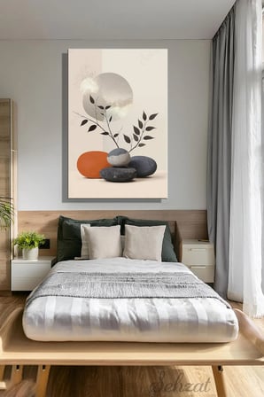 Dikey Kanvas Duvar Tablosu Tekli Salon Mutfak Yatak Odası Ofis Taş Minimalist Bohem Soyut