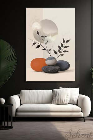 Dikey Kanvas Duvar Tablosu Tekli Salon Mutfak Yatak Odası Ofis Taş Minimalist Bohem Soyut