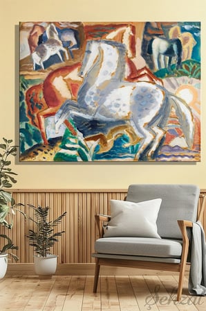 Duvar Tablosu Yatay Kanvas Tekli Salon Mutfak Yatak Odası Ofis Horses At Soyut Modern