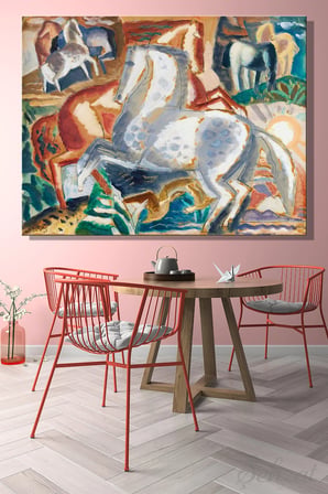 Duvar Tablosu Yatay Kanvas Tekli Salon Mutfak Yatak Odası Ofis Horses At Soyut Modern