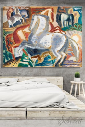 Duvar Tablosu Yatay Kanvas Tekli Salon Mutfak Yatak Odası Ofis Horses At Soyut Modern