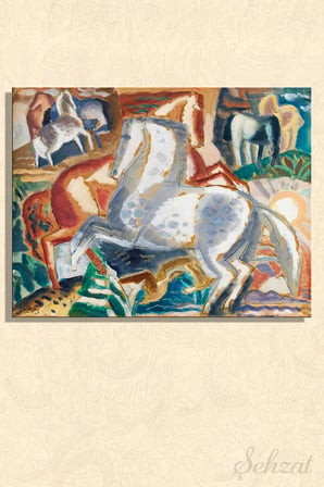 Duvar Tablosu Yatay Kanvas Tekli Salon Mutfak Yatak Odası Ofis Horses At Soyut Modern
