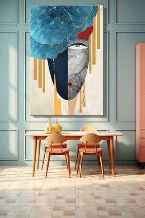 Dikey Kanvas Duvar Tablosu Tekli Salon Mutfak Yatak Odası Ofis Geometrik Modern Soyut Portre