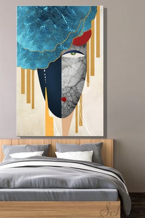 Dikey Kanvas Duvar Tablosu Tekli Salon Mutfak Yatak Odası Ofis Geometrik Modern Soyut Portre