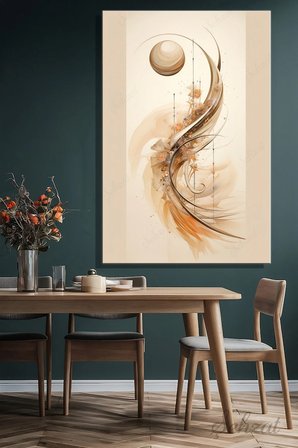 Dikey Kanvas Duvar Tablosu Tekli Salon Mutfak Yatak Odası Ofis Krem Bej Kahverengi Minimalist Soyut