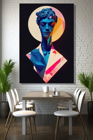 Şehzat Kanvas Tablo Heykel Büstü Geometrik Renkli 20 x 30 cm