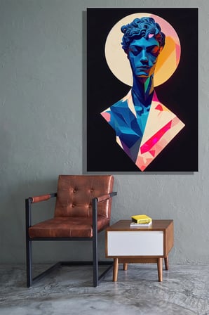 Dikey Kanvas Duvar Tablosu Tekli Salon Mutfak Yatak Odası Ofis Heykel Büstü Renk Geometrik