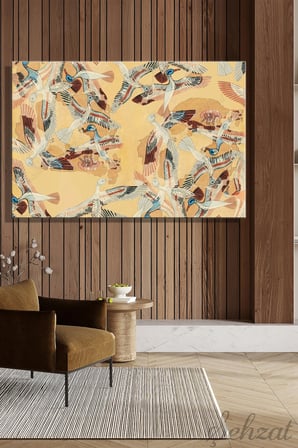 Şehzat Kanvas Tablo Antik Mısır Uçan Ördekler 20 x 30 cm