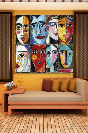 Şehzat Kanvas Tablo Soyut Yüz 30 x 30 cm