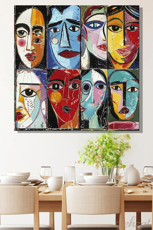 Şehzat Kanvas Tablo Soyut Yüz 30 x 30 cm